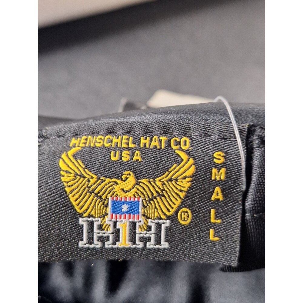 Vintage HENSCHEL HAT - Genuine Leather Biker/Newsboy, Cap black Size Small - Picture 7 of 8